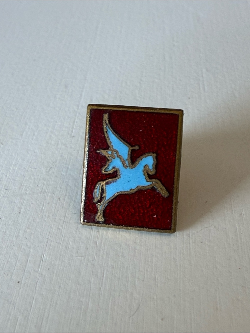 British Airborne Pegasus Enamel Pin on Red Background
